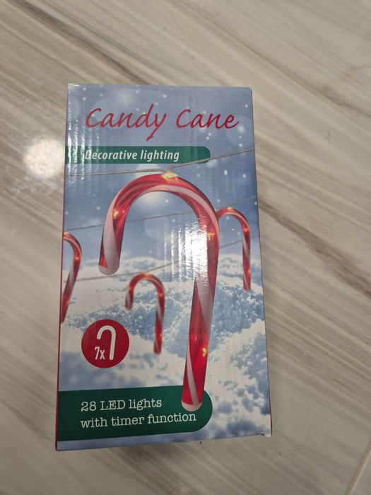 Лампички на батерии във форма на захарни бастунчета Топла бяла