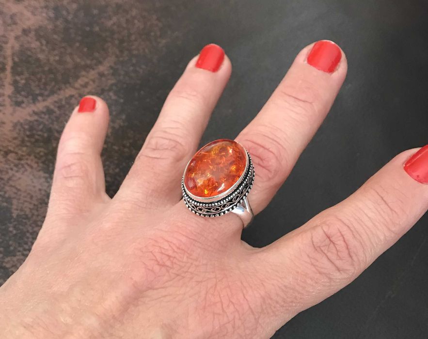 Inel Argint 925 cu Piatra Semipretioasa Chihlimbar