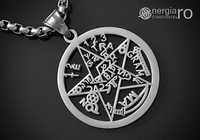 Pandantiv Pentagrama, Amuletă, Talisman, Pentaclu, Tetragrammaton INOX