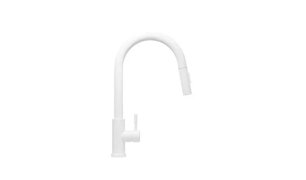 Бял смесител за кухня с издърпваща се глава и 2 режима на струя - 9600