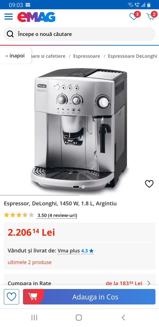 Espressor automat Delonghi ESAM 4200 S, 1450 W, 1,8 L