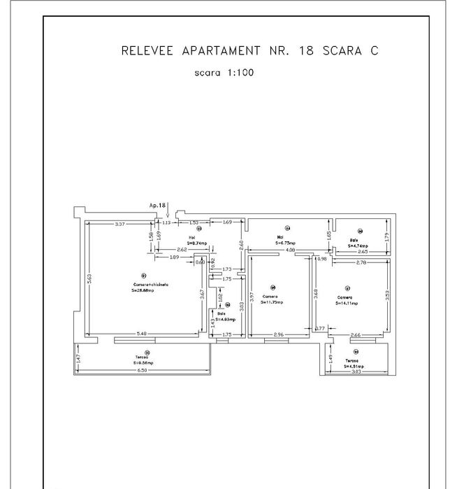Apartament 3 camere 95 mp total  Augustin Coman nr 8-1