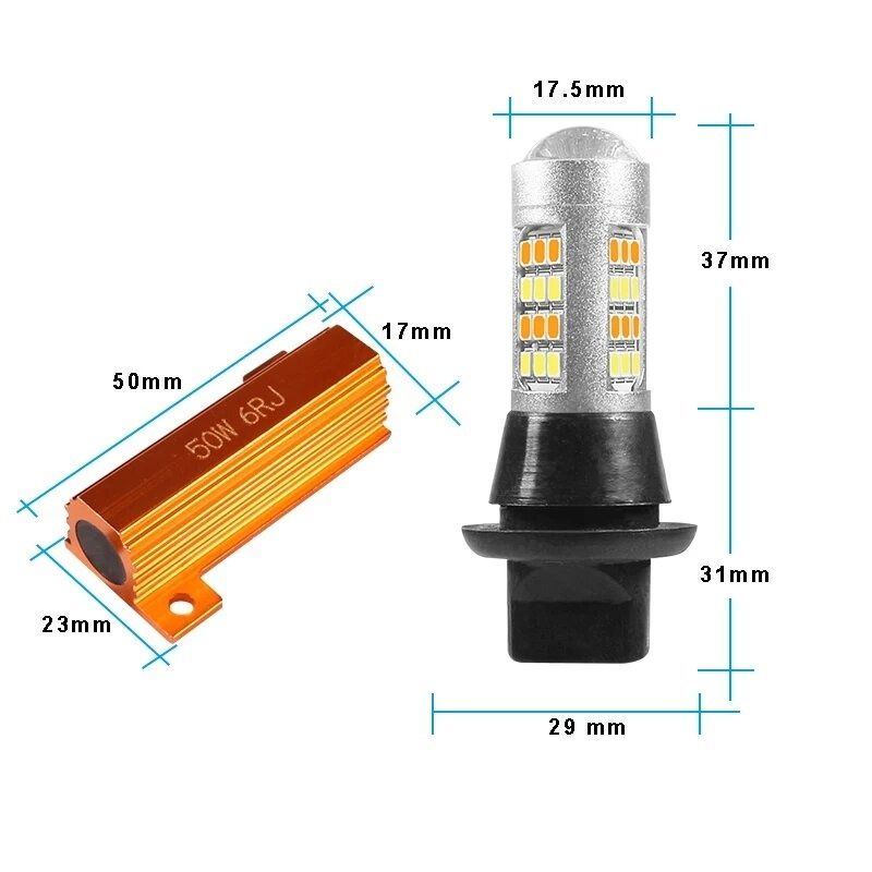 LED DRL Дневни светлини с мигач 42 smd, комплект,bau15s, t20
