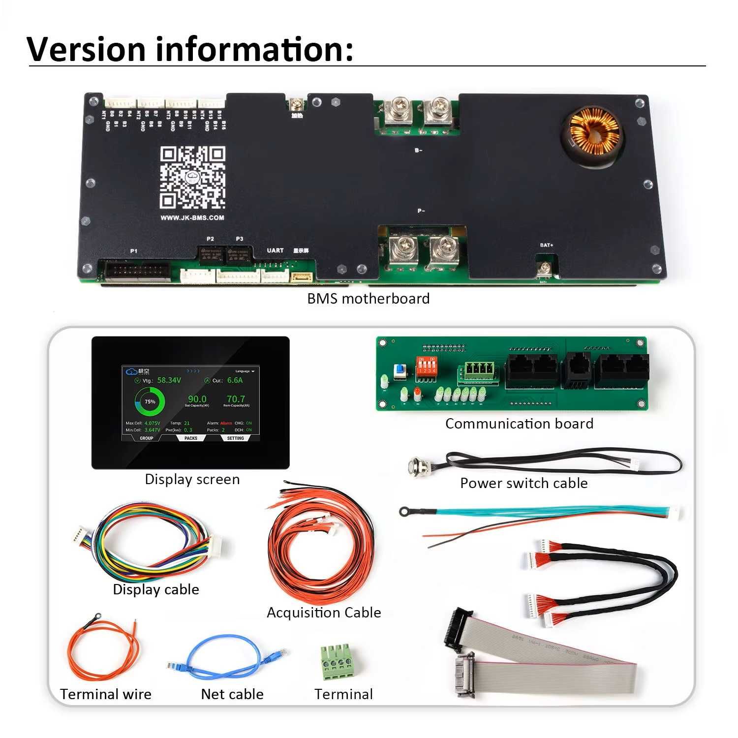 JK BMS 200A JK-PB2A16S20P 4.3 LCD active balance equalizer LiFePO4 БМС