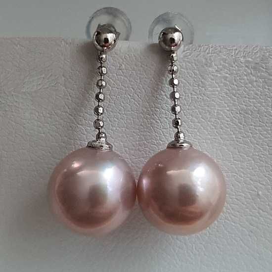 Cercei argint 925 vermeil aur 18k cu TOP perle naturale baby pink