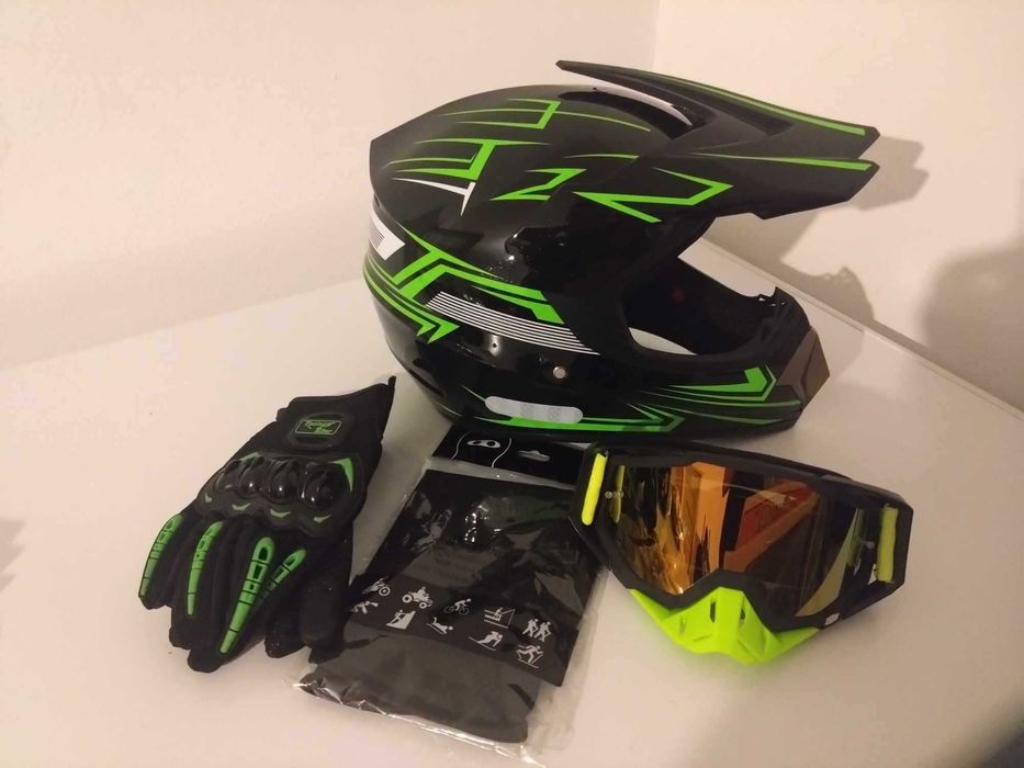 Set casca enduro+Ochelari+Manusi+Cagula