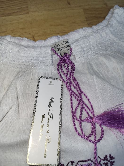 Ie tradițională românească nouă, mărimea S, bumbac 100%, broderie mov