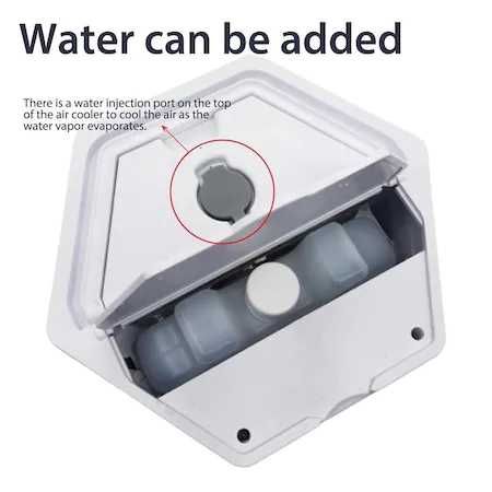 Ventilator de masa cu rezervor apa recipient gheata si duza atomizare