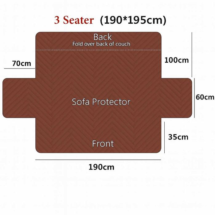 Покривало за триместен диван 190 × 195 см – кафяво