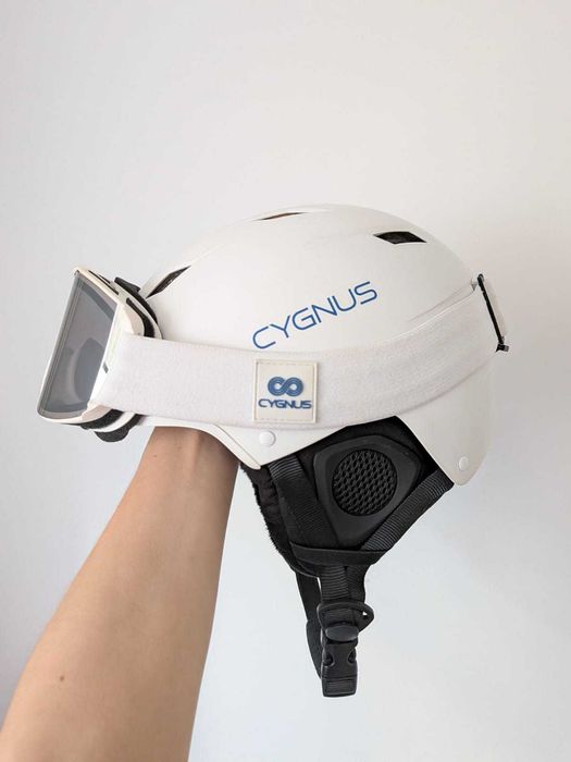 Set casca si ochelari ski Cygnus Alb XS = 53-54cm