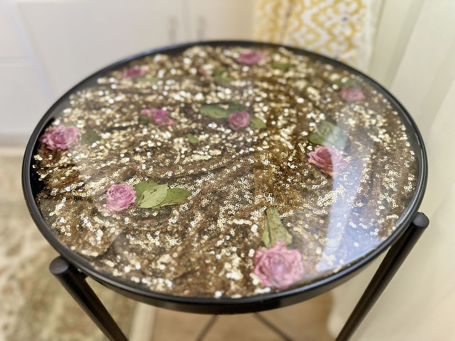 Masuta cafea flori in rasina