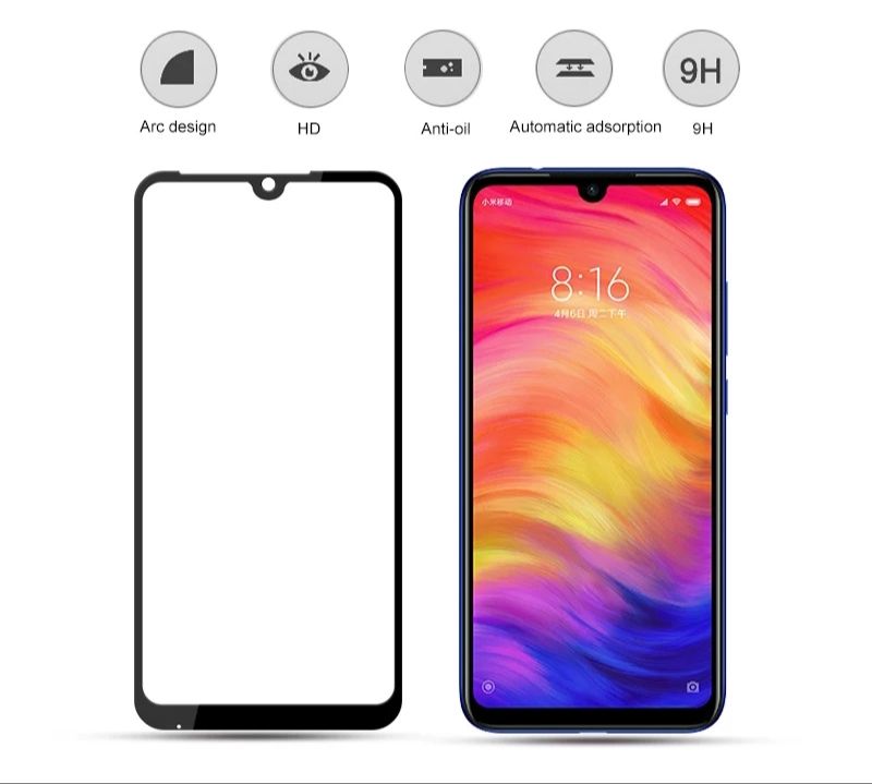 5D Стъклен протектор за Xiaomi Redmi Note 10S Mi A2 A3 A1 8 Pro 9S 8A