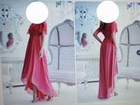 Rochie din voal cu sclipici roz asimetrica in clos-Artista,Starshiners