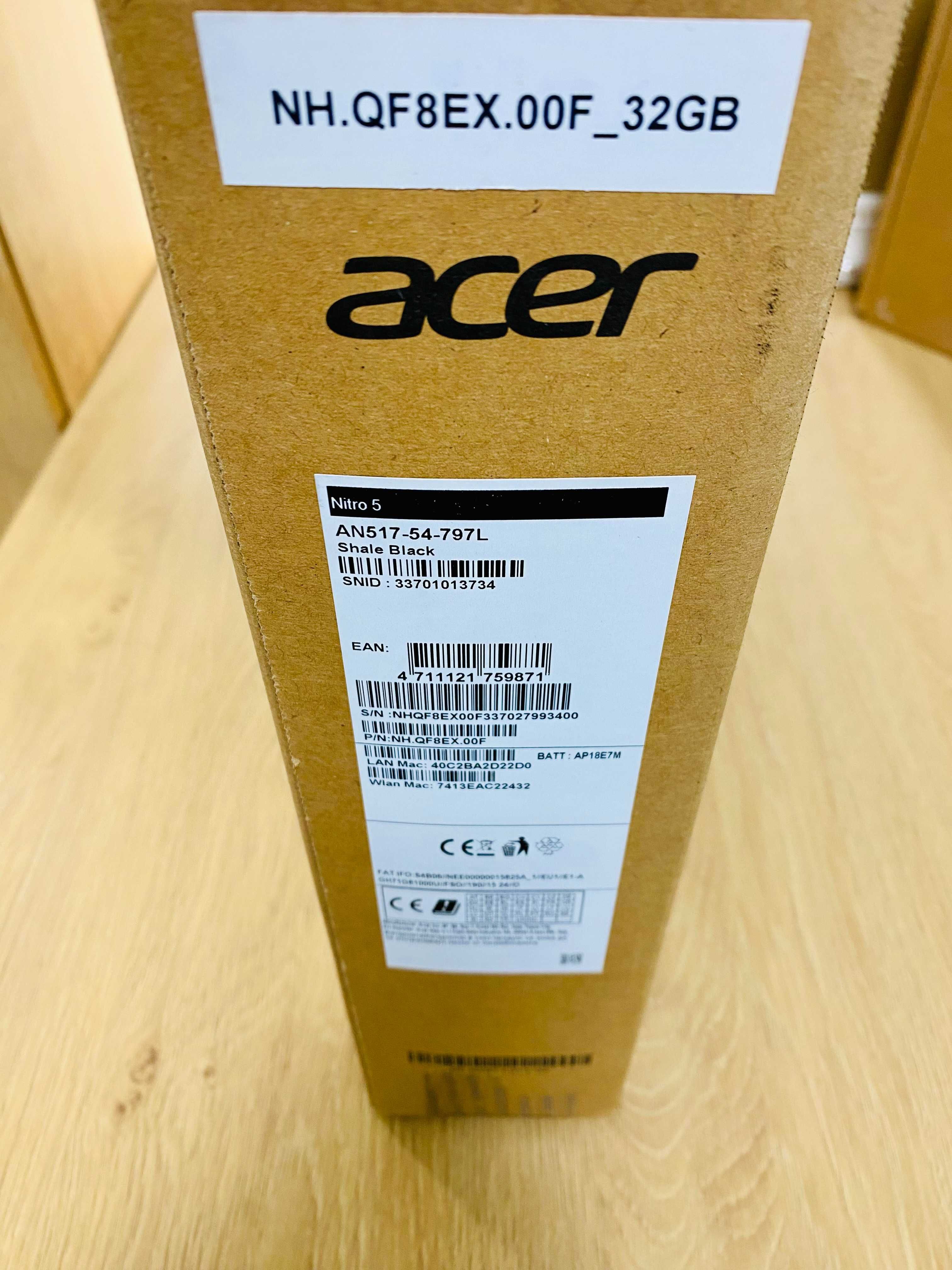 НОВ! Acer Nitro 5 AN517-54-797L Intel® Core™ i7-11600H, 32 GB, 1TB SSD