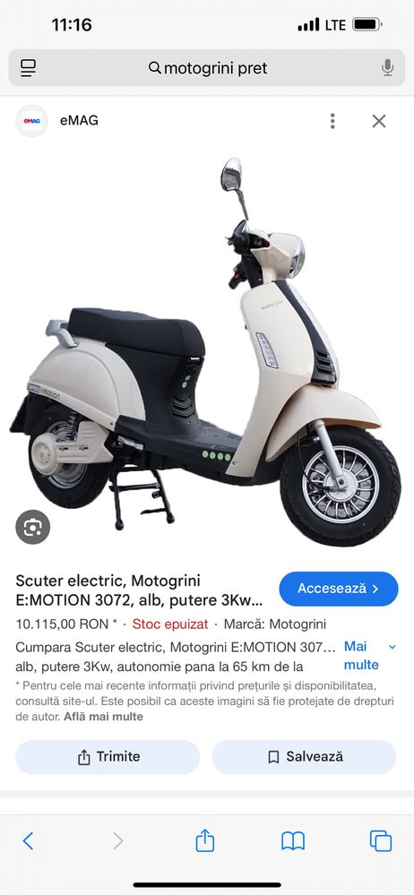 Vand doua scutere electrice Motogrini noi fara baterii