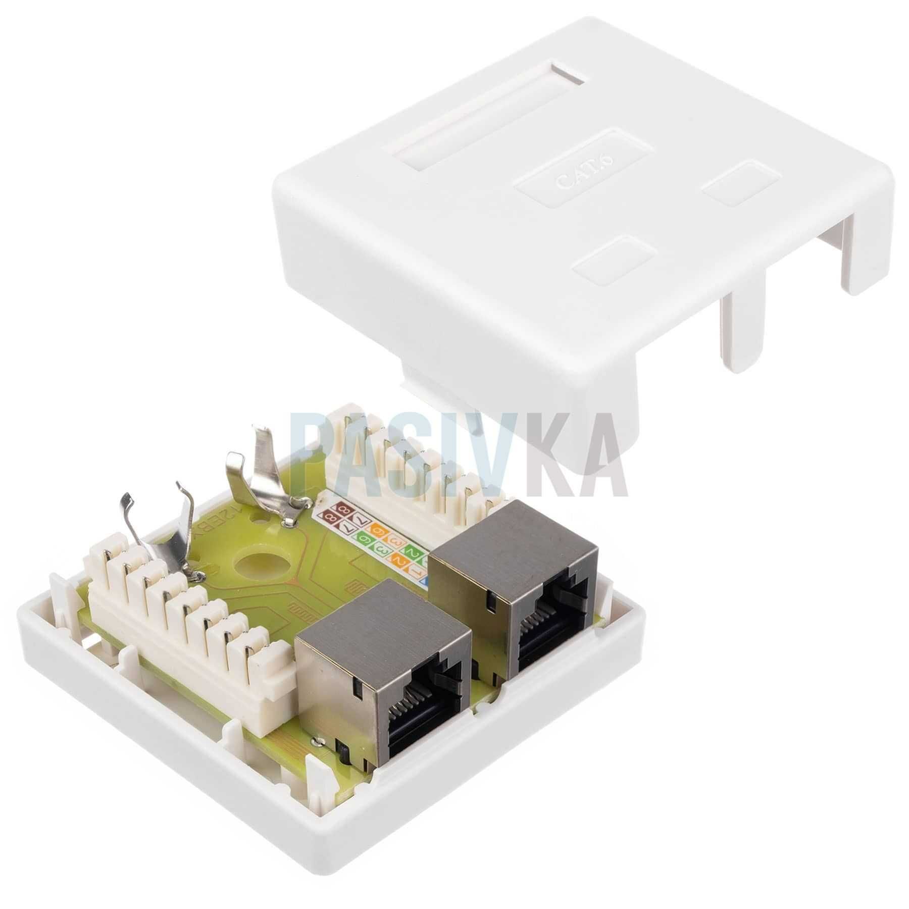 Розетка наружная на 2 порта RJ-45 FTP cat.6