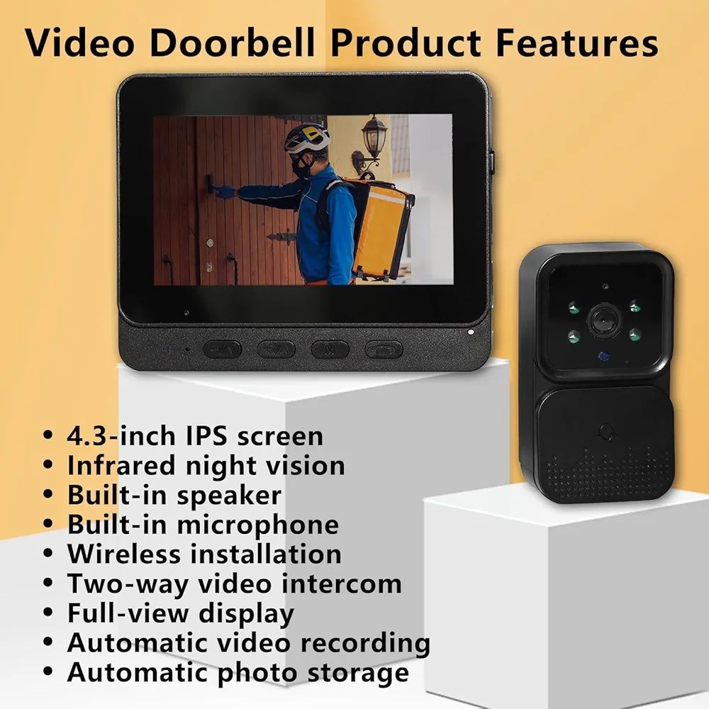 TKMARS Sonerie fără fir cu cameră Video Interfon fără WiFi 1080P, NOU