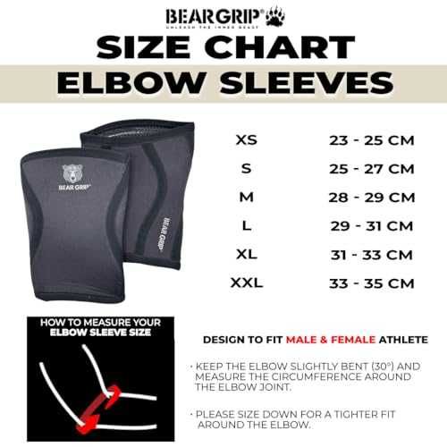 Нови Компресионни Лакътни Ръкави BEAR GRIP 7mm за Атлети размер M