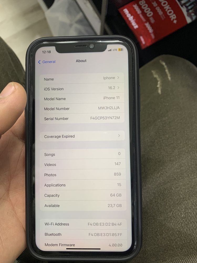 Iphone 11 64 gb xotira