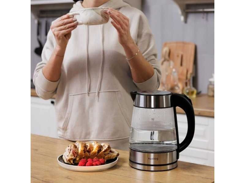 Стъклена Електрическа Кана за Вода Huslog AK-0537 – 1.7L, 2200W