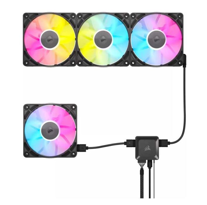 Set 3 Ventilatoare Corsair iCUE LINK RX120 RGB, 120mm, Negru, ca nou