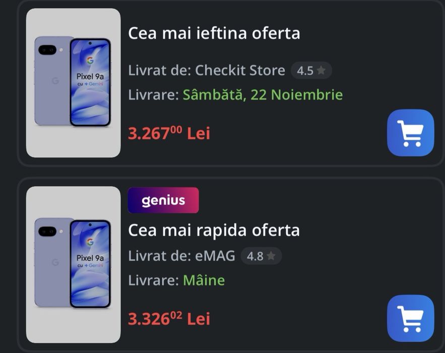 NOU! SIGILAT!Google Pixel 9a 256GB Iris - Garantie 2 ani