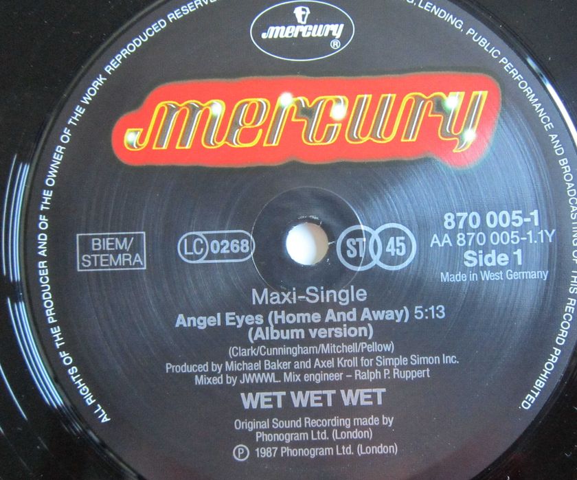 cadou rar 1987 Wet Wet Wet ‎ Angel Eyes Home And Away