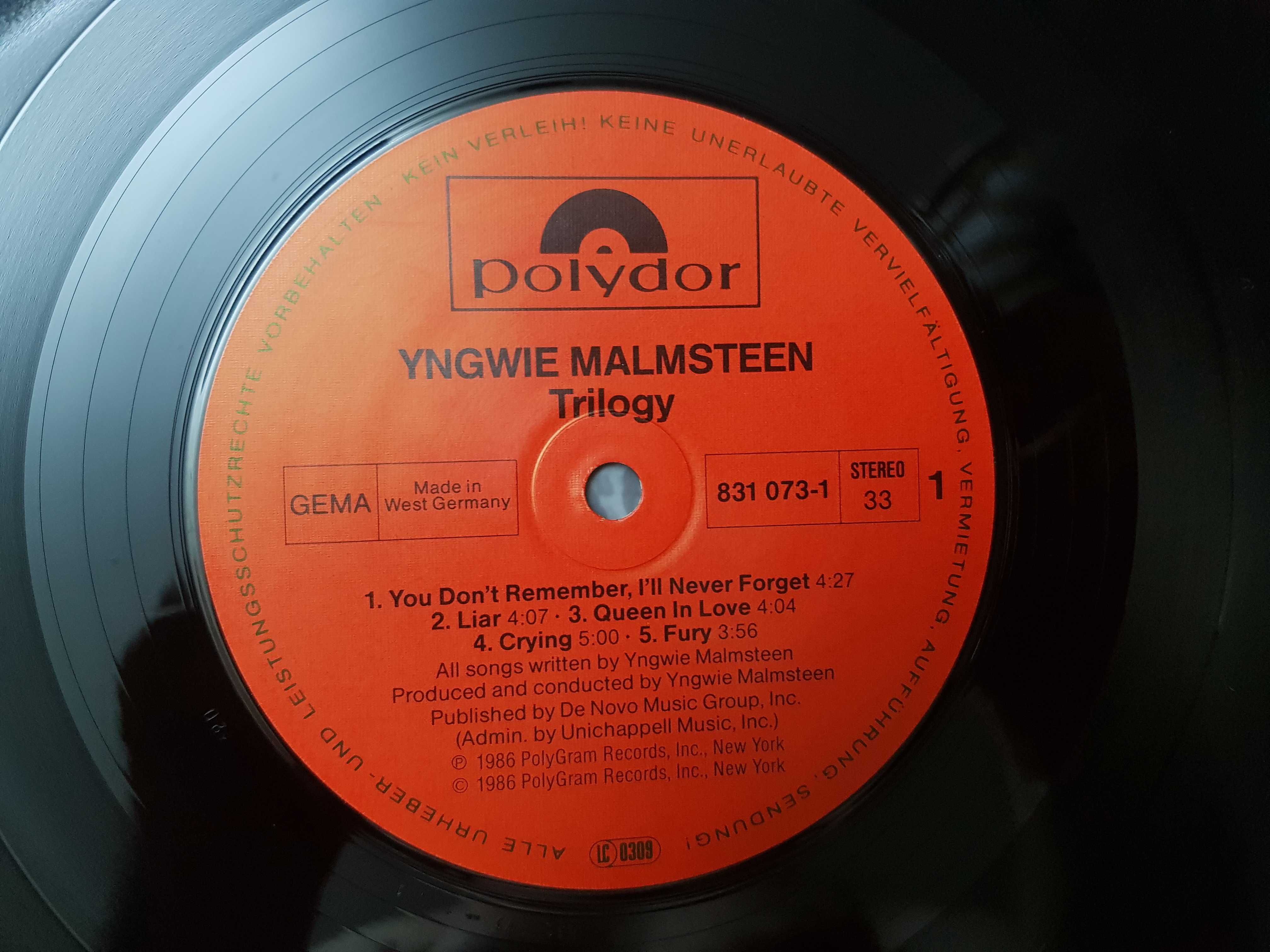 Виниловая пластинка Yngwie Malmsteen – Trilogy (Германия, 1986)