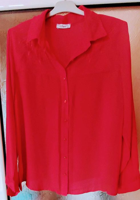 Camasa matase, maneca lunga, culoare rosu carmin