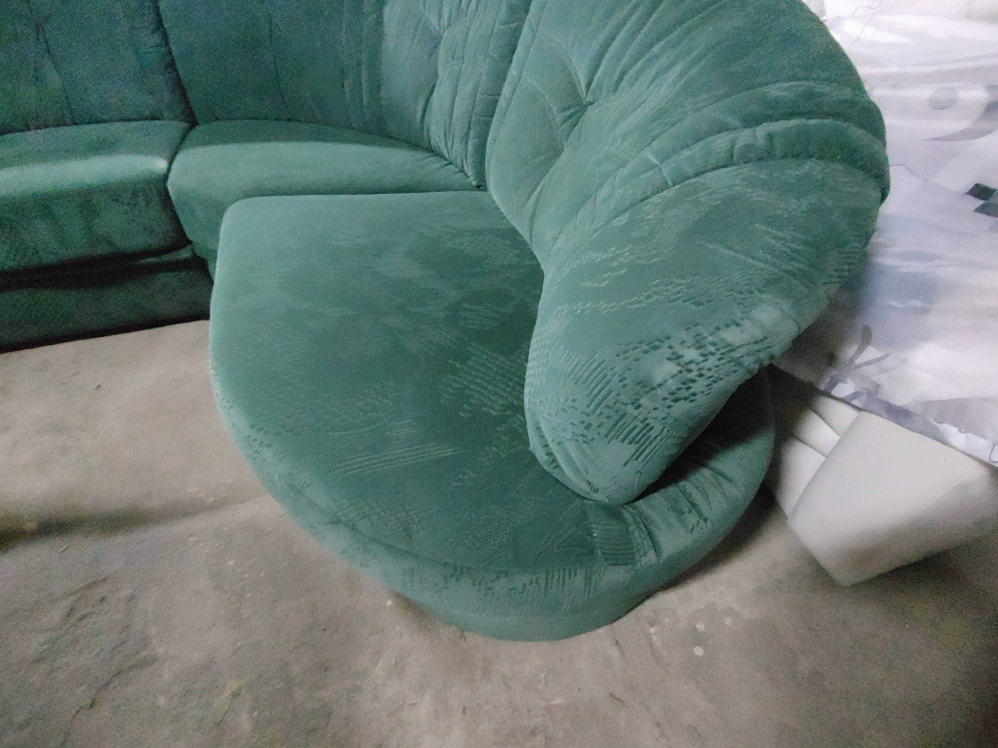 Ъглов диван + единично кресло - Плюшен