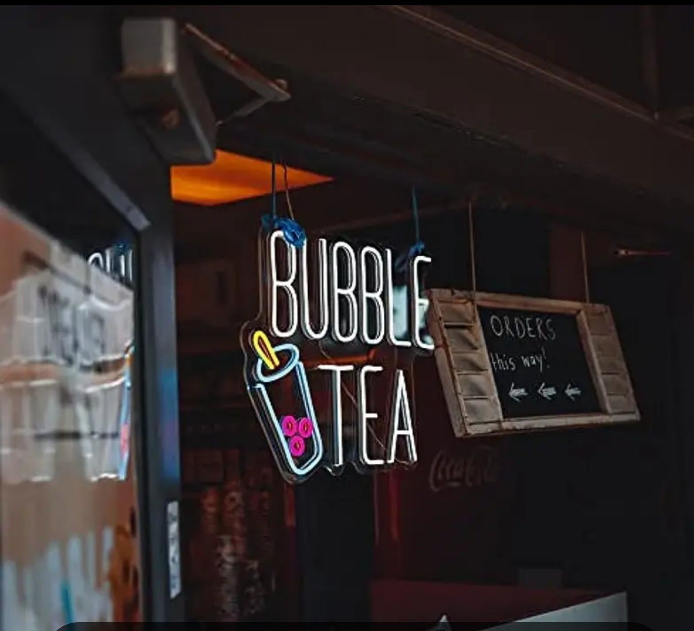 Afis neon led, bubble tea, reclama luminoasa