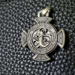 Amuleta antică Dragon cross Hanussen, argint 800