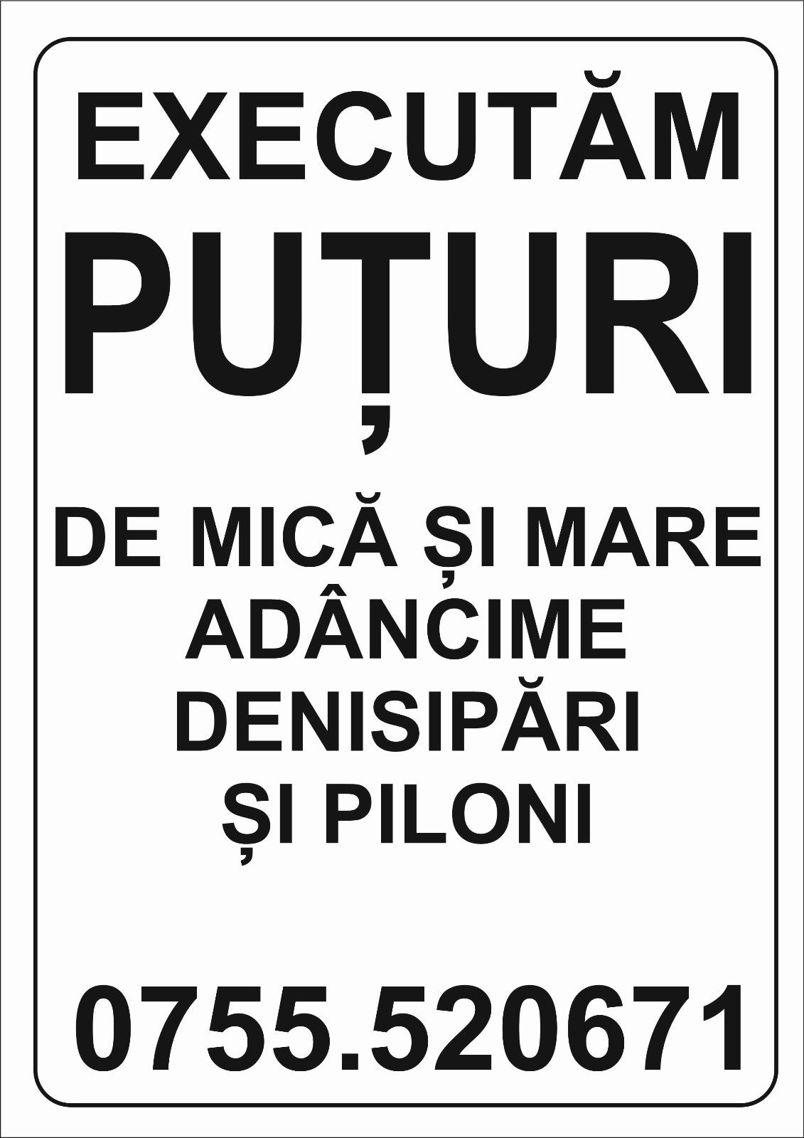 Executăm puțuri de apă, mică și mare adâncime pe țeavă de pvc.