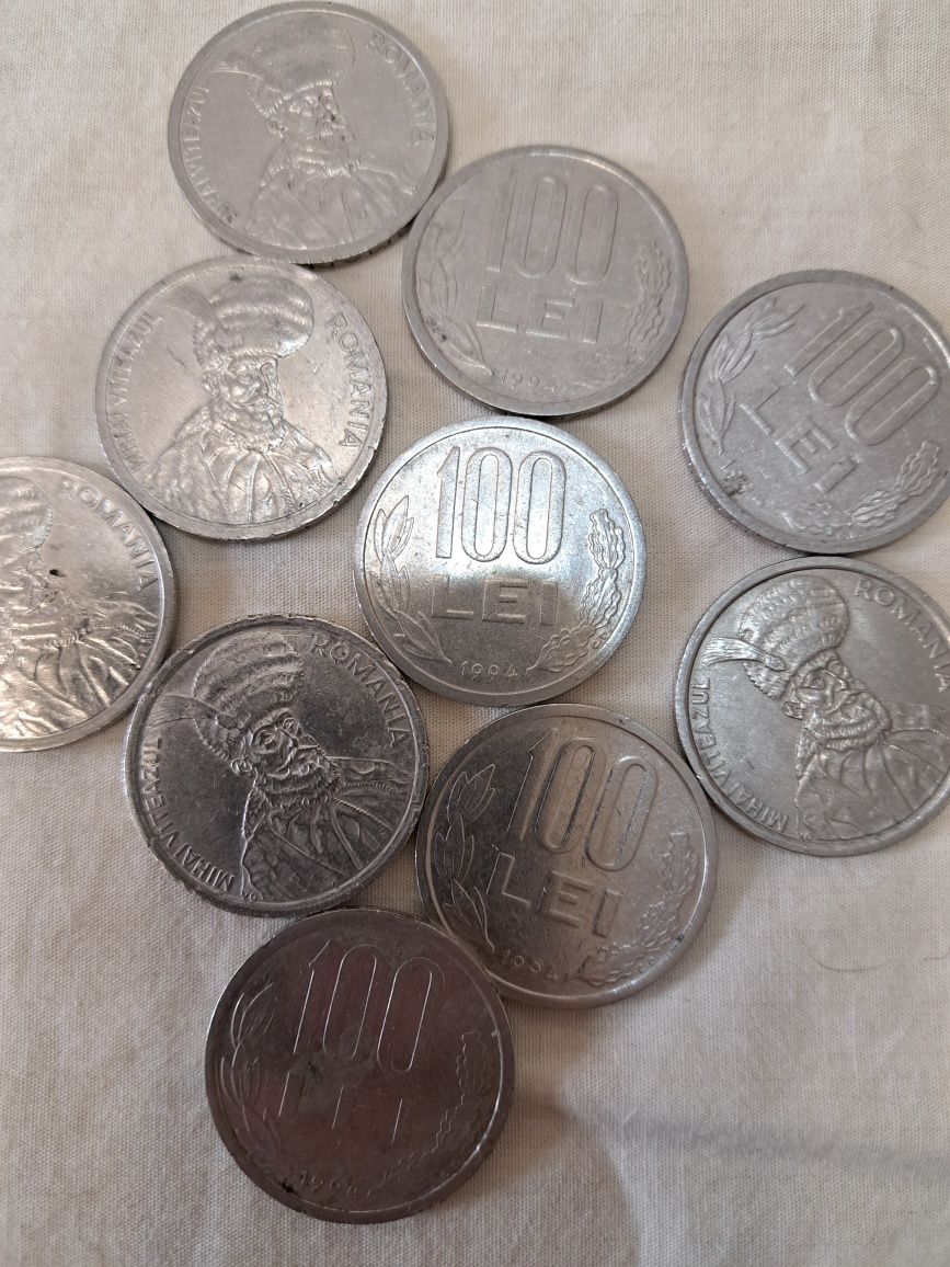 Vând urgent 10 monede de 100 lei an 1994