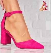 Pantofi cu toc roz fucsia