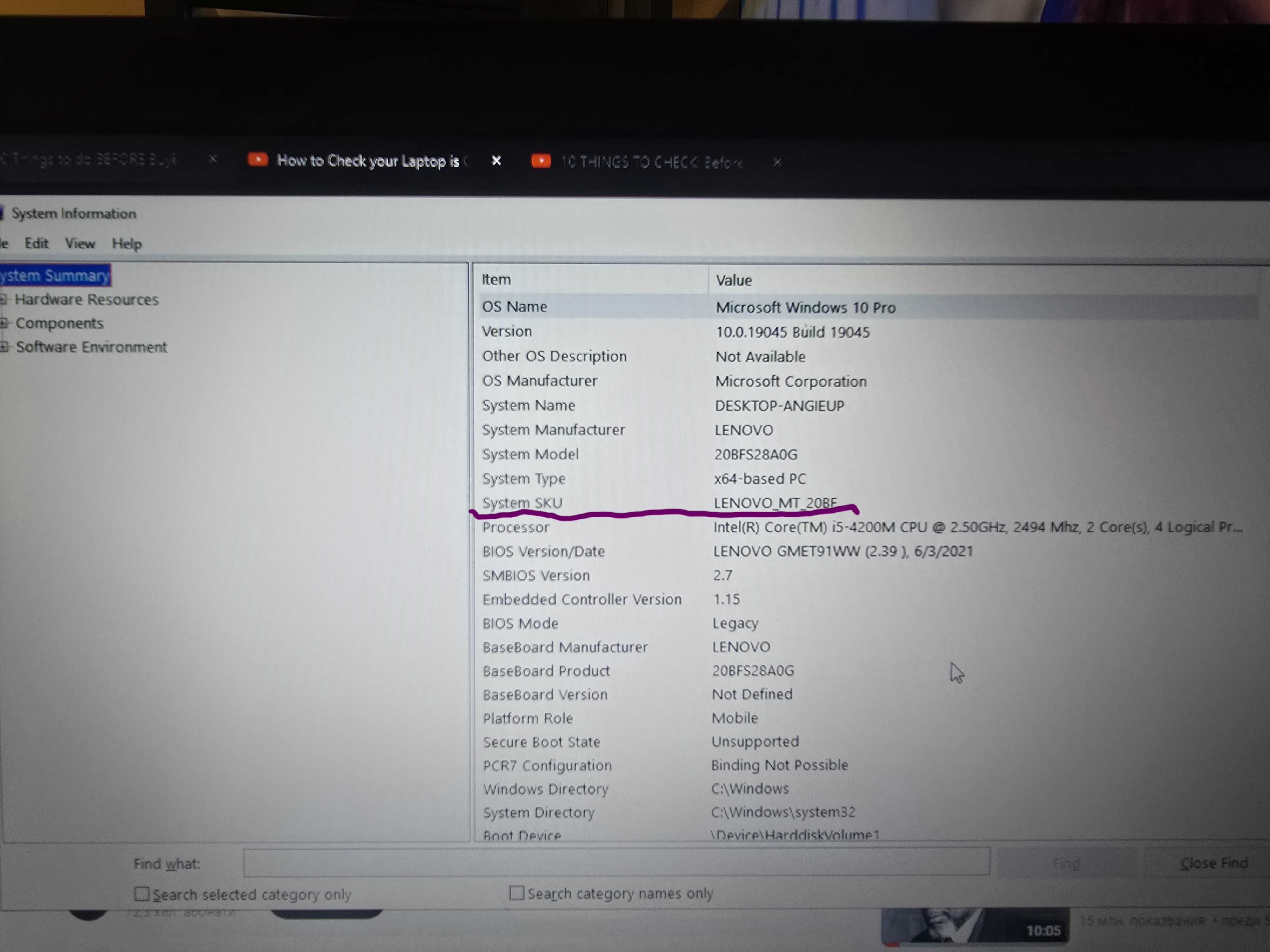 Lenovo T540p Intel(R) Core(TM) i5-4200M CPU 2.50GHz 16GB RAM