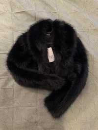 Късо пухено палто Zara faux fur