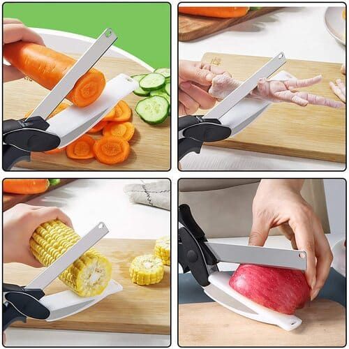 НЕМСКИ Кухненски смарт нож и дъска в едно – Scissor 2in1 + ЛЕД ФЕНЕР