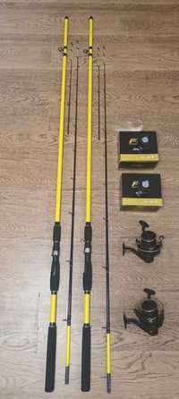 SET 2 Lansete Feeder 3.0m ROBINHANacțiune 100-200gr + 2 Mulinete FL HP