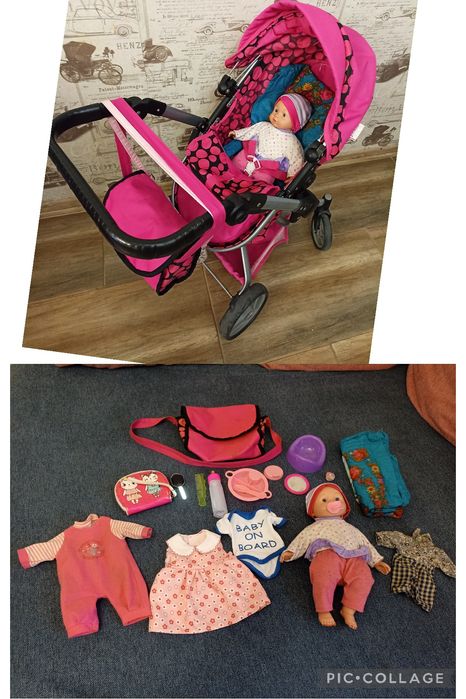 Количка за кукли с бебе и аксесоари