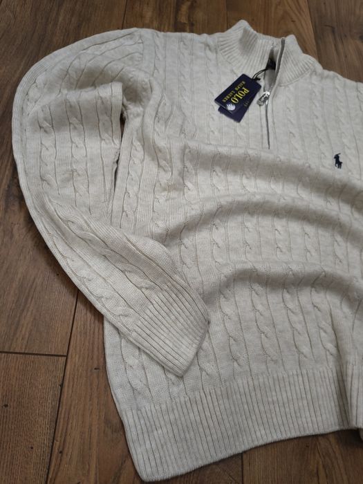 Pulover clasic Ralph Lauren, cable knit, half zipper