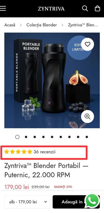 Blender portabil profesional Ipx7, autocurățare, 6000mAh, 700ml