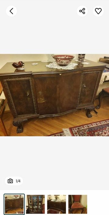 Mobila antica din lemn masiv (Lengyel, Chippendale) de sufragerie