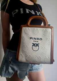 Чанта Pinko жакард/естествена кожа, нова!