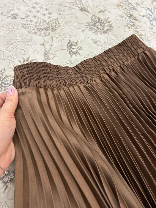 Юбка плиссе коричневая