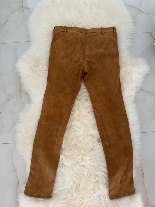 Ralph Lauren Pantaloni piele intoarsa camel maro