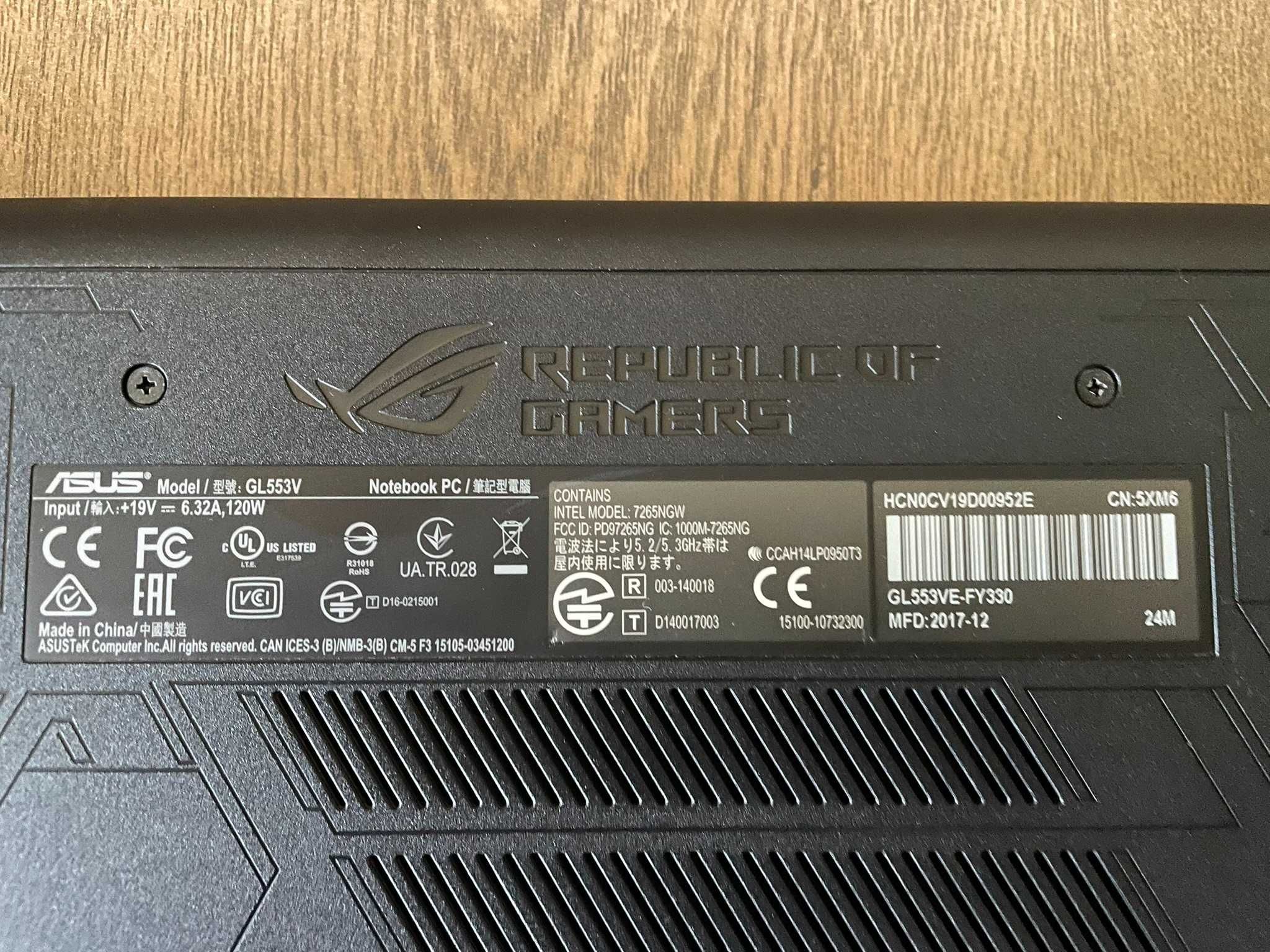ASUS ROG GL553V – геймърски лаптоп CPU i7 , GPU 1050, 16GB RAM ,1TB