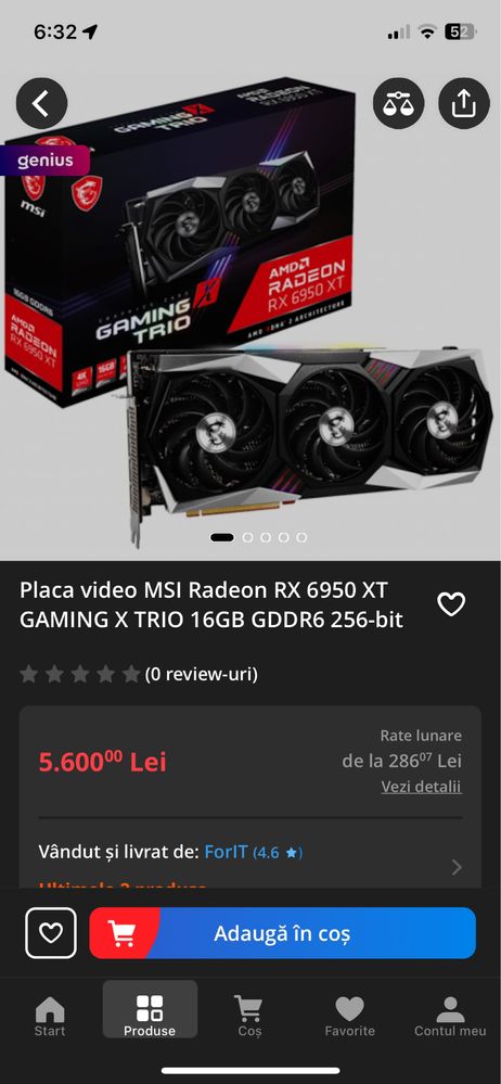 Placa video MSI Radeon RX 6950 XT GAMING X TRIO 16GB GDDR6 256-bit