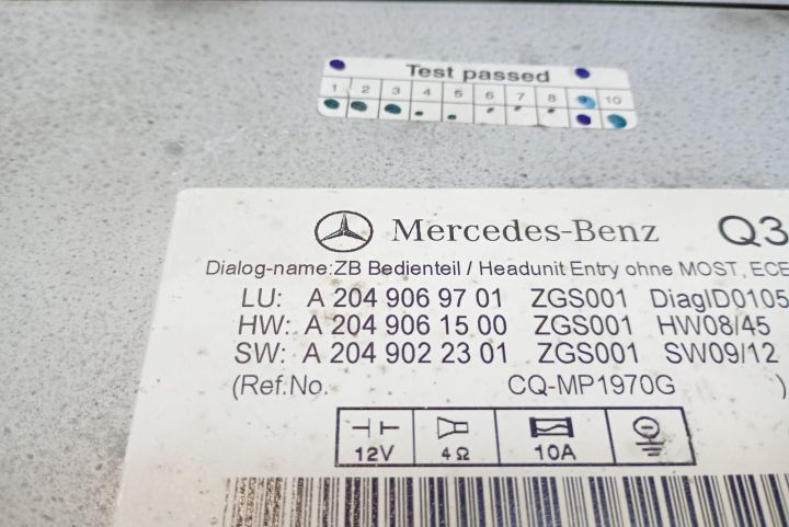 Radio  CD player A2049069701 Mercedes-Benz C-Class W204/S204