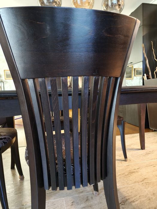 Трапезна маса и столове, разтегаема, масивно дърво, венге